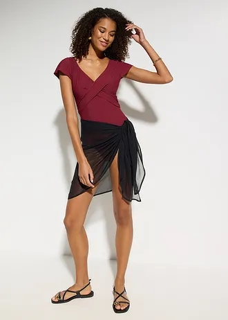 Licht corrigerend badpak in wikkellook • bordeaux • bonprix online shop