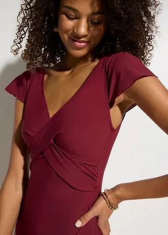 Maillot 1 pièce sculptant style croisé, maintien léger • bordeaux • Boutique bonprix