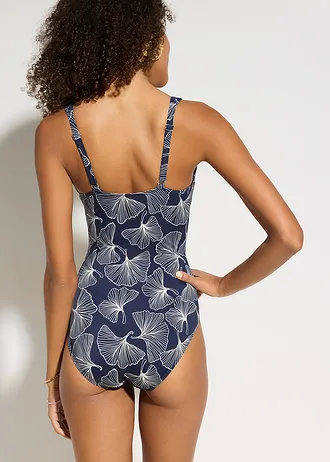 Maillot 1 pièce à encolure V • bleu foncé imprimé • Boutique bonprix
