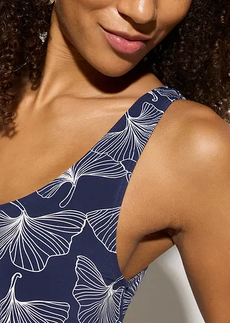 Maillot 1 pièce, style tankini • bleu foncé imprimé • Boutique bonprix