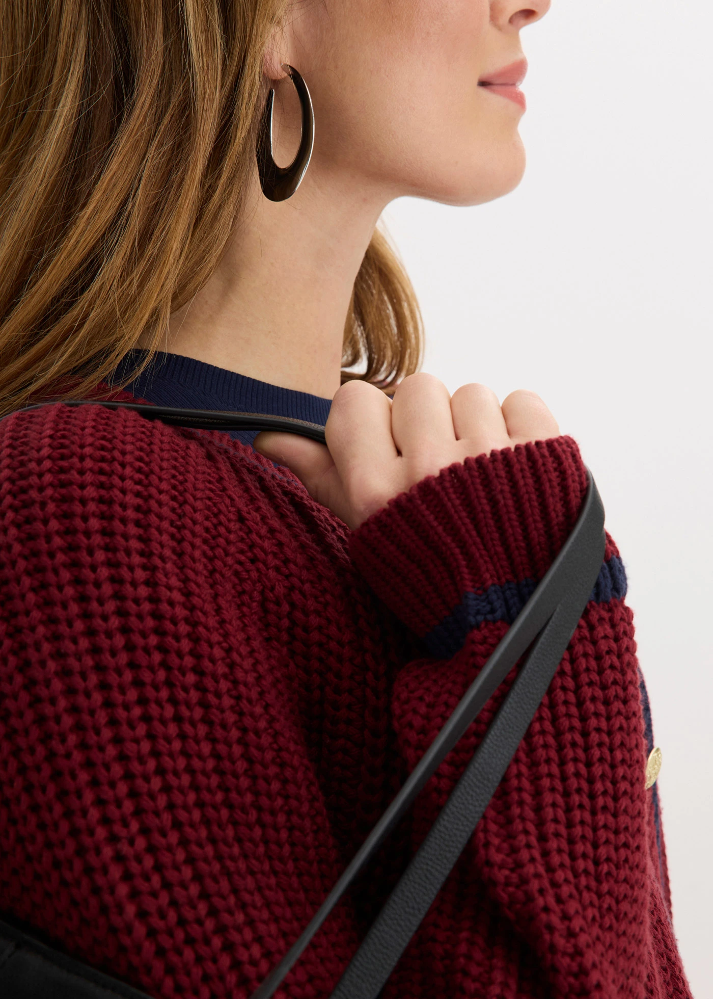 Kardigan w kontrastowe paski • czerwony rubinowy-granatowy • sklep bonprix