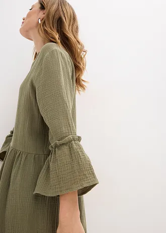 Maxi jurk van mousseline • olijfgroen • bonprix online shop