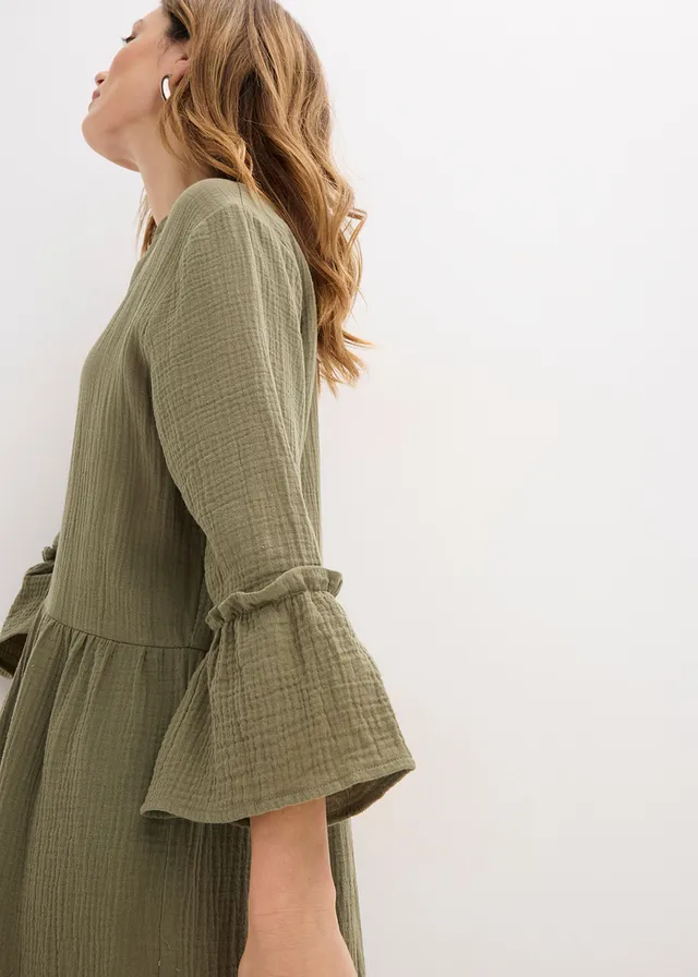 Robe longue en gaze de coton douce • olive • product-page.page-title-suffix