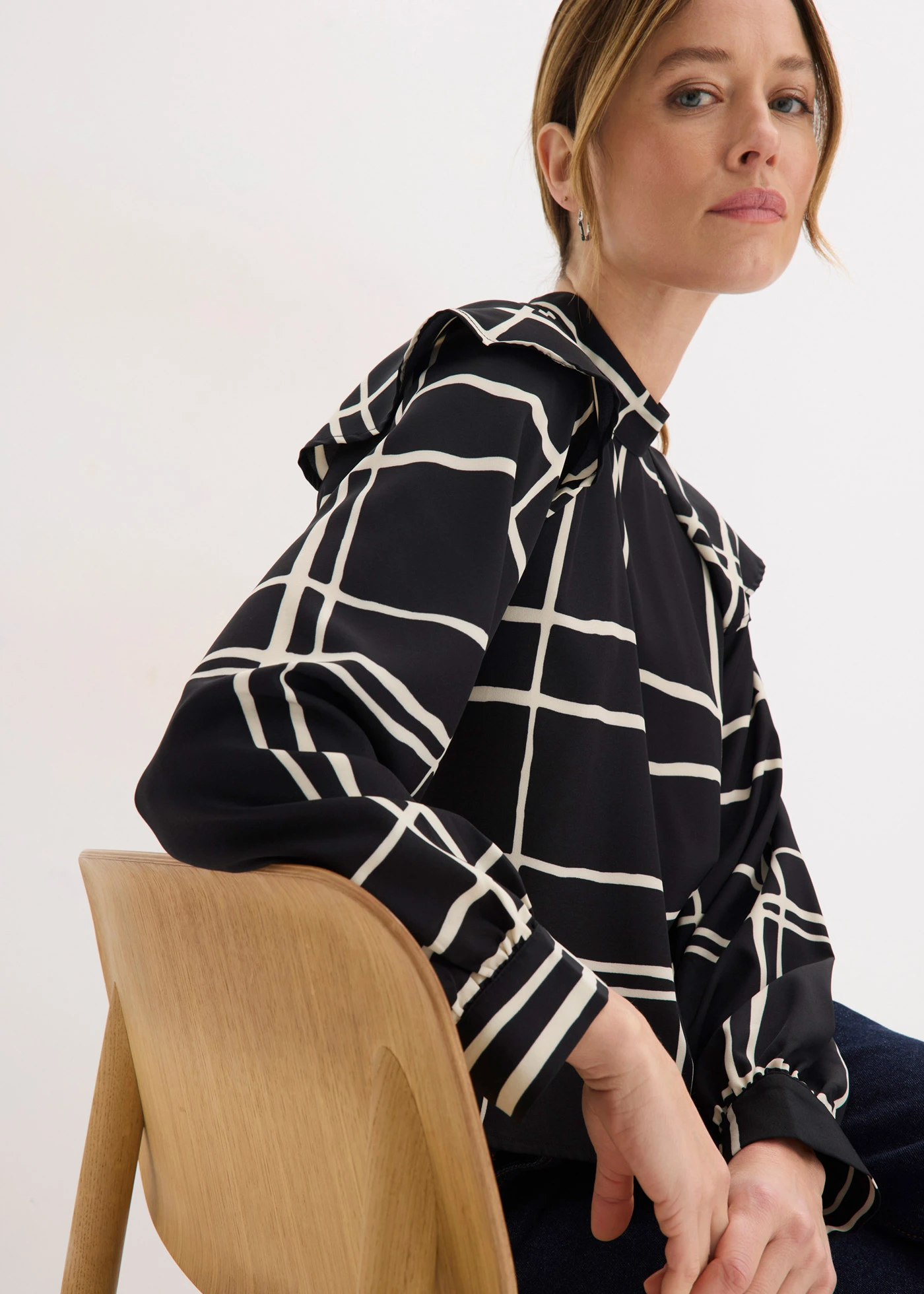 Blouse • zwart-crème geruit • bonprix online shop