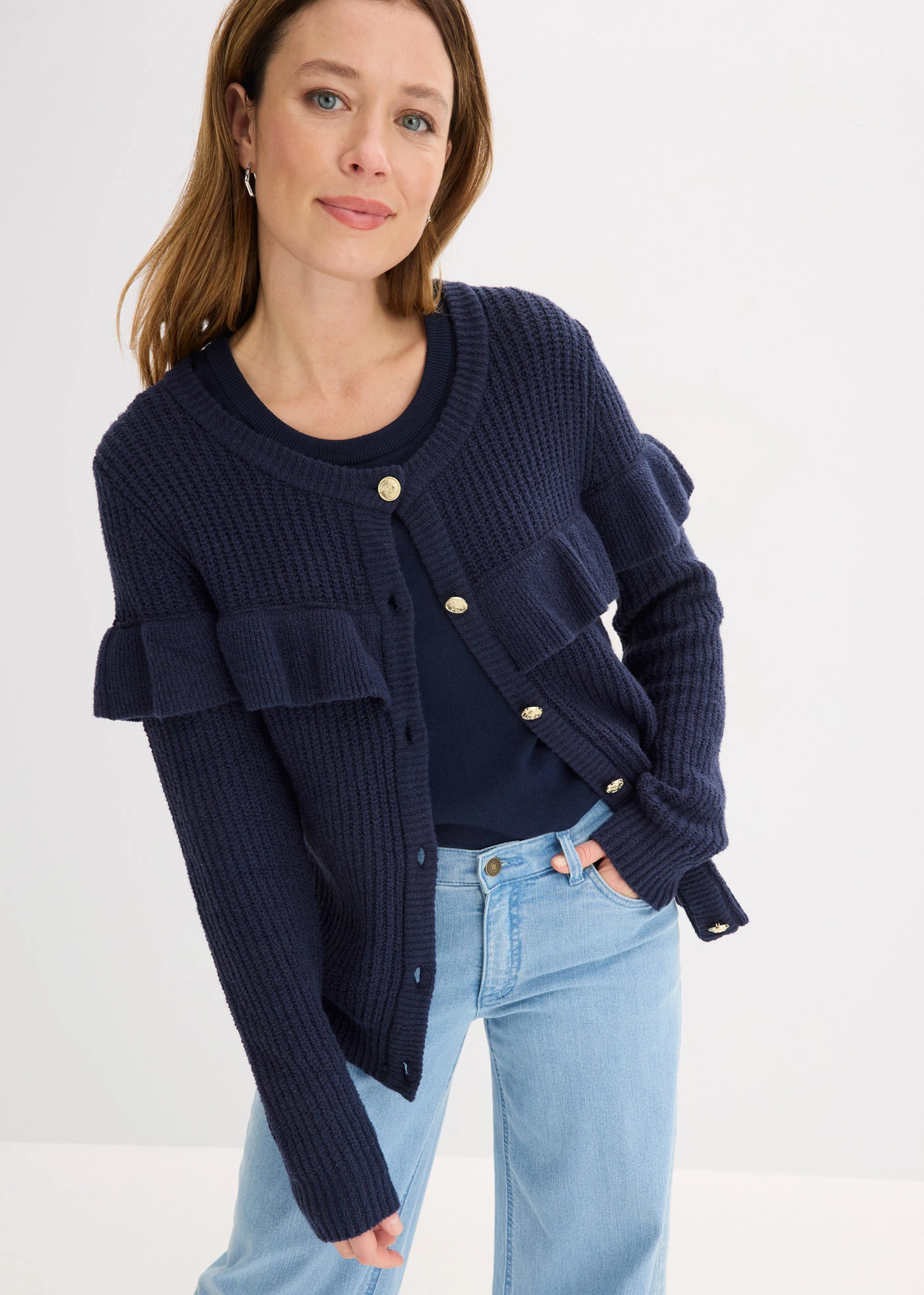 Gilet en fine maille • bleu foncé • Boutique bonprix