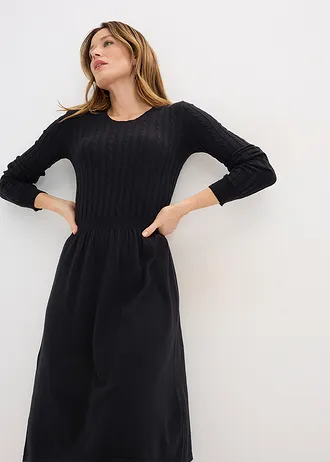 Rochie tricotată din mix cu viscoză • negru • magazin bonprix