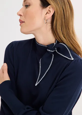 Trui van viscosemix • donkerblauw/wit • bonprix online shop