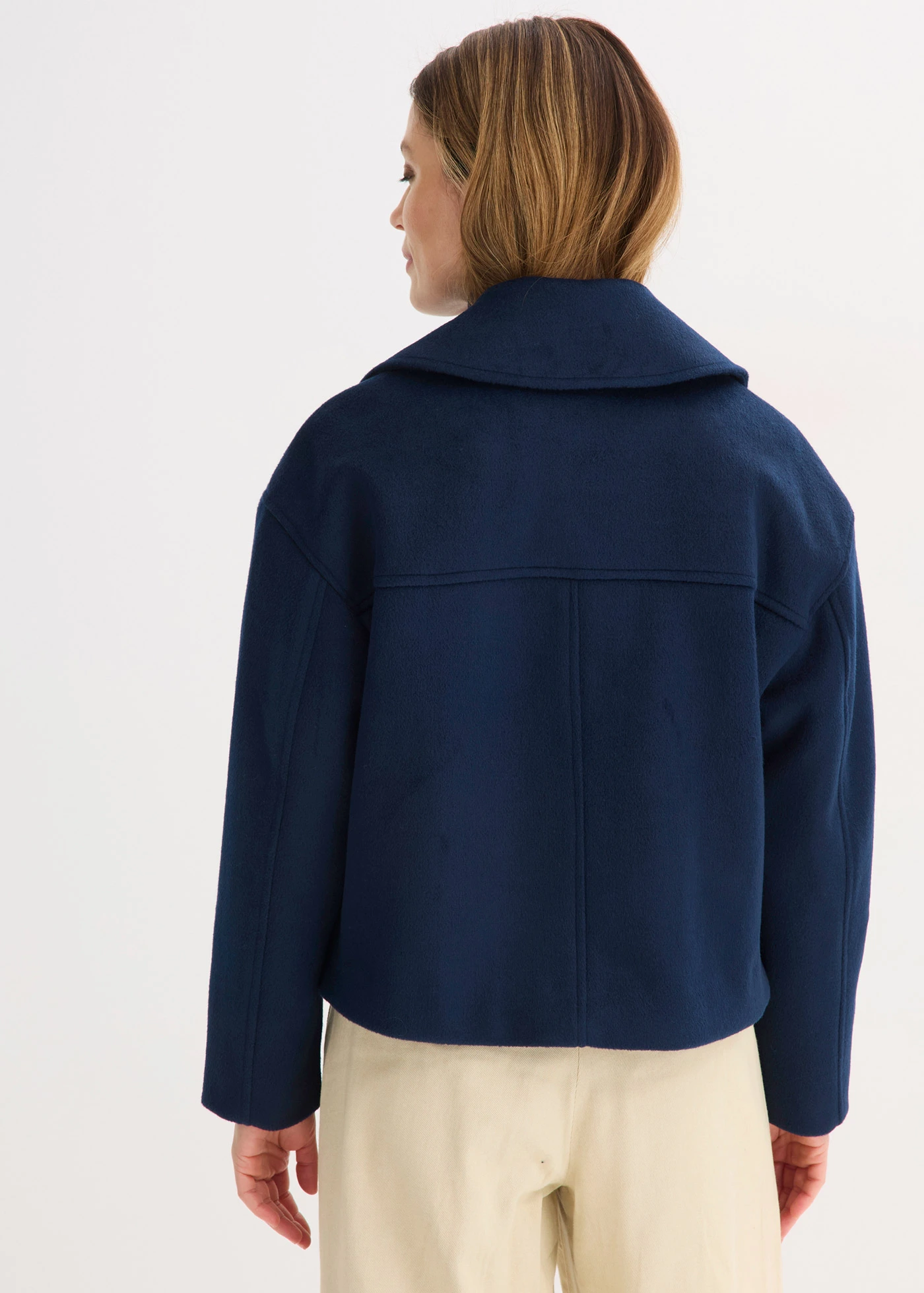 Geacă în stil trenci oversize, cu aspect de lână • bleumarin • magazin bonprix