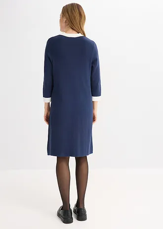Gebreide jurk • donkerblauw-wolwit • bonprix online shop