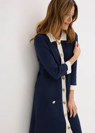 Gebreide jurk • donkerblauw-wolwit • bonprix online shop