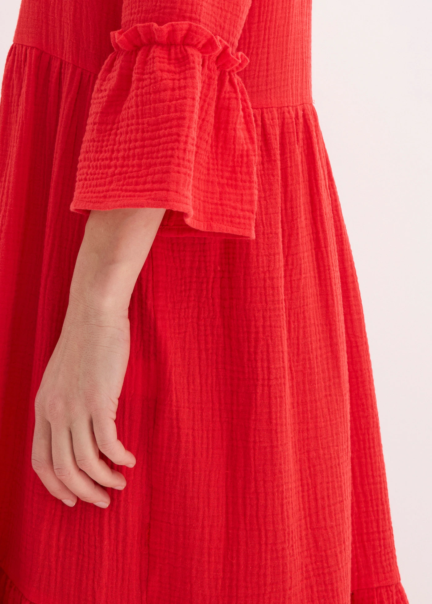 Robe midi en gaze de coton douce • fraise • Boutique bonprix