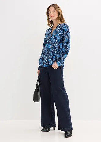Bluză-tunică din viscoză fluidă • bleumarin/albastru paisley • magazin bonprix