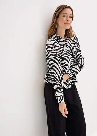 Blúzka z padavej viskózy • čierna-biela zebra potlačená • obchod bonprix