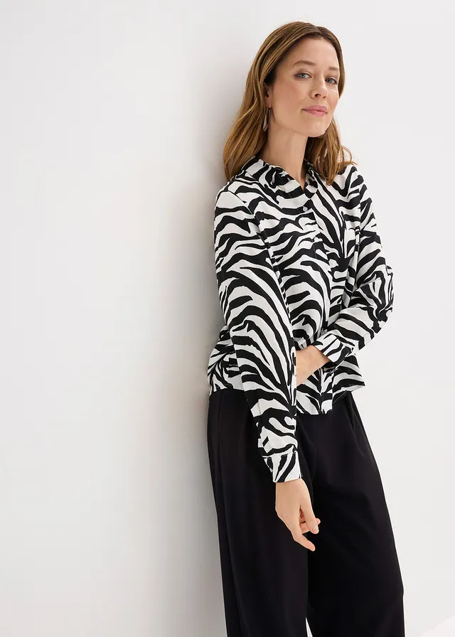 Blouse van soepele viscose • zebraprint zwart-wit • product-page.page-title-suffix
