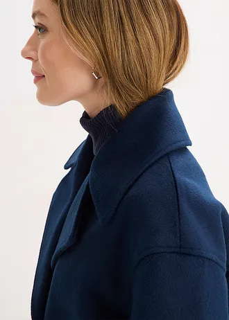 Geacă în stil trenci oversize, cu aspect de lână • bleumarin • magazin bonprix