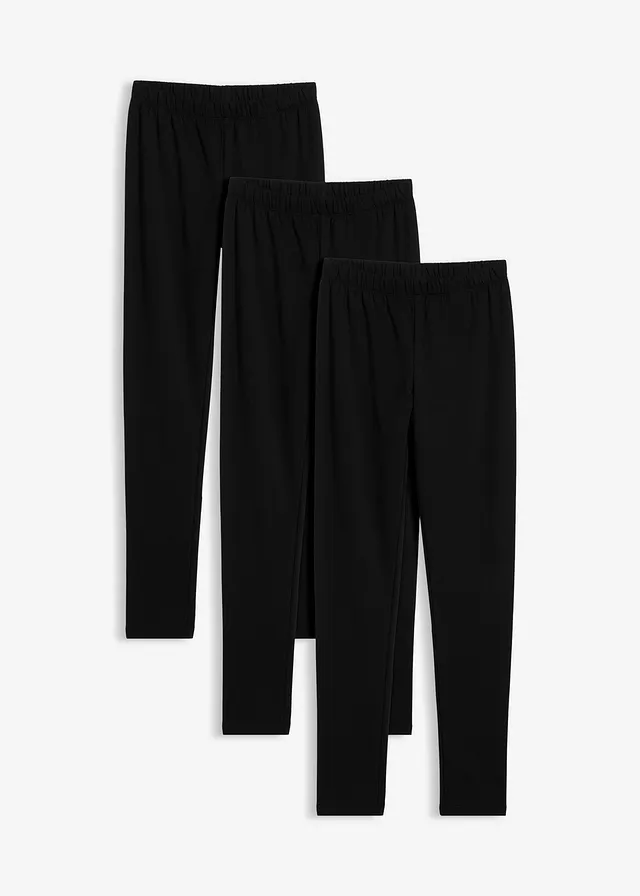 Legginsy ocieplane z elastycznej mieszanki bawełny (3 pary) - Bonprix