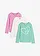 Longsleeve van biologisch katoen (set van 3), Kleur: mint+wolwit+lilapink met print