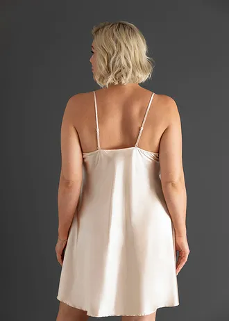 Satijnen slipdress, Kleur: poudre/zwart