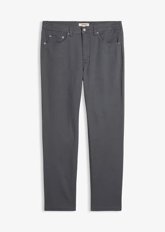 Classic fit stretchbroek met comfortabele tailleband, straight, Kleur: donkergrijs