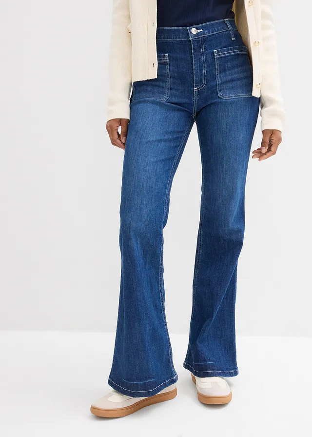 Flared stretch jeans, high waist • blue stone used • product-page.page-title-suffix