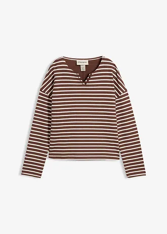 Sweat-shirt, Couleur: blanc nacré-marron
