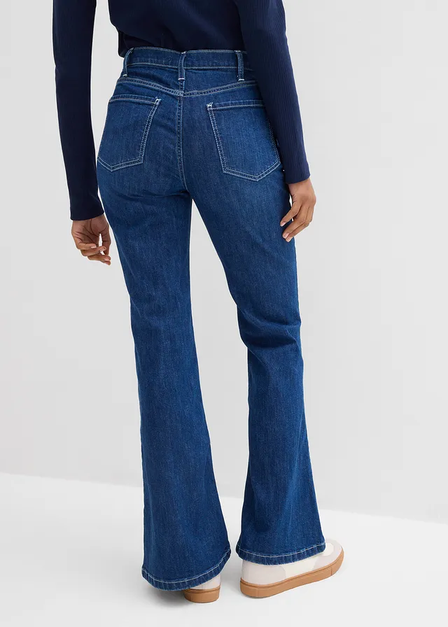 Flared stretch jeans, high waist, Kleur: blue stone used