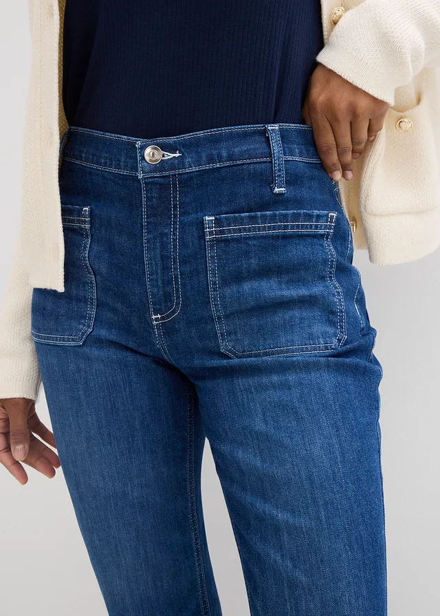 Flared stretch jeans, high waist • blue stone used • product-page.page-title-suffix