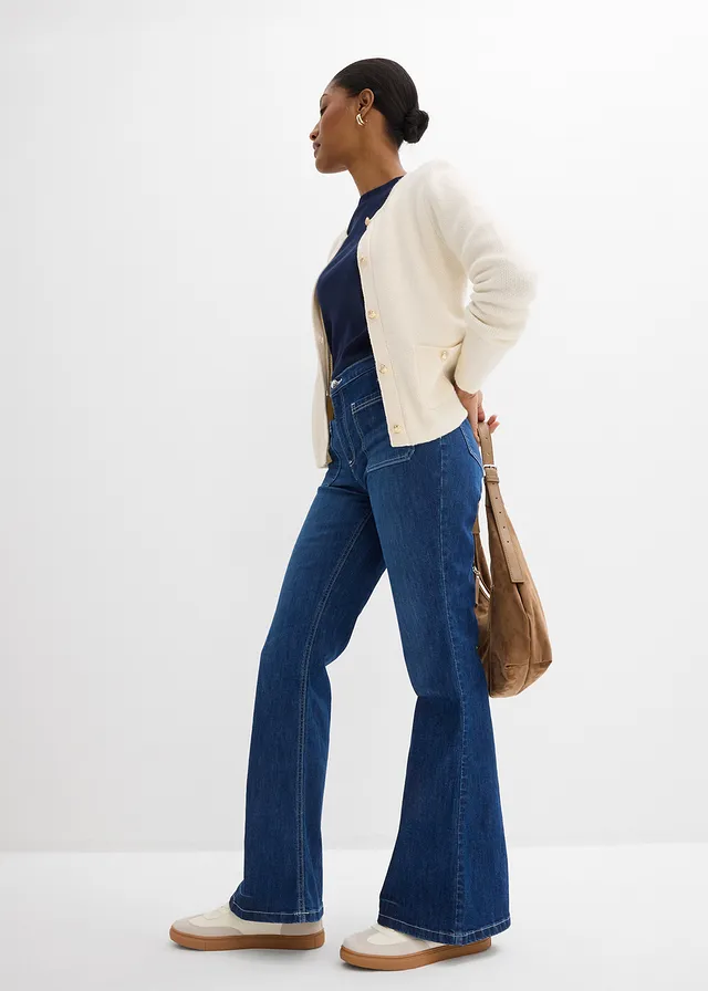 Flared stretch jeans, high waist • blue stone used • product-page.page-title-suffix