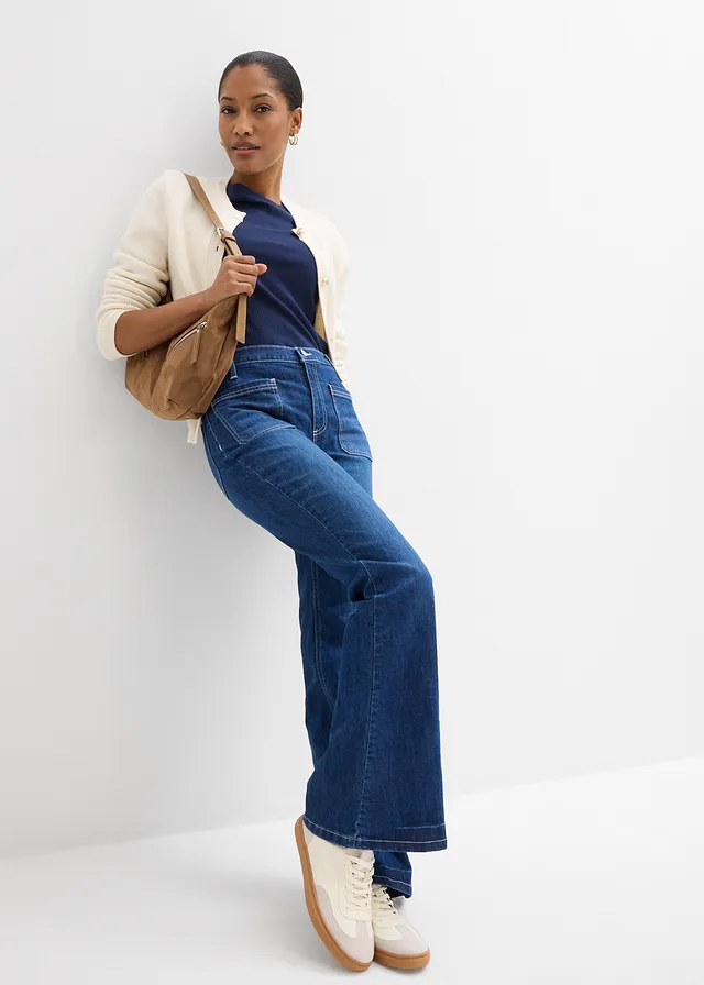 Flared stretch jeans, high waist • blue stone used • product-page.page-title-suffix