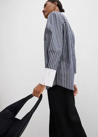 Oversize košile z čisté bavlny • tmavě modro-bílá s proužky • bonprix obchod