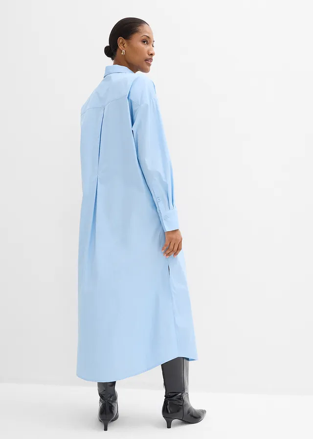 Robe-chemise 100% coton, Couleur: bleu clair