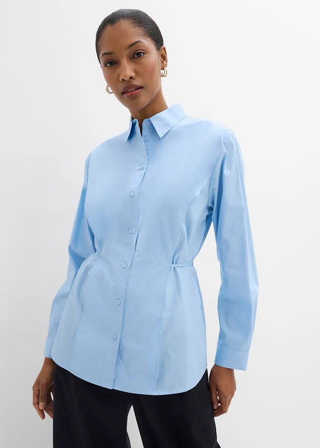 Blouse avec lien à nouer, Couleur: bleu clair