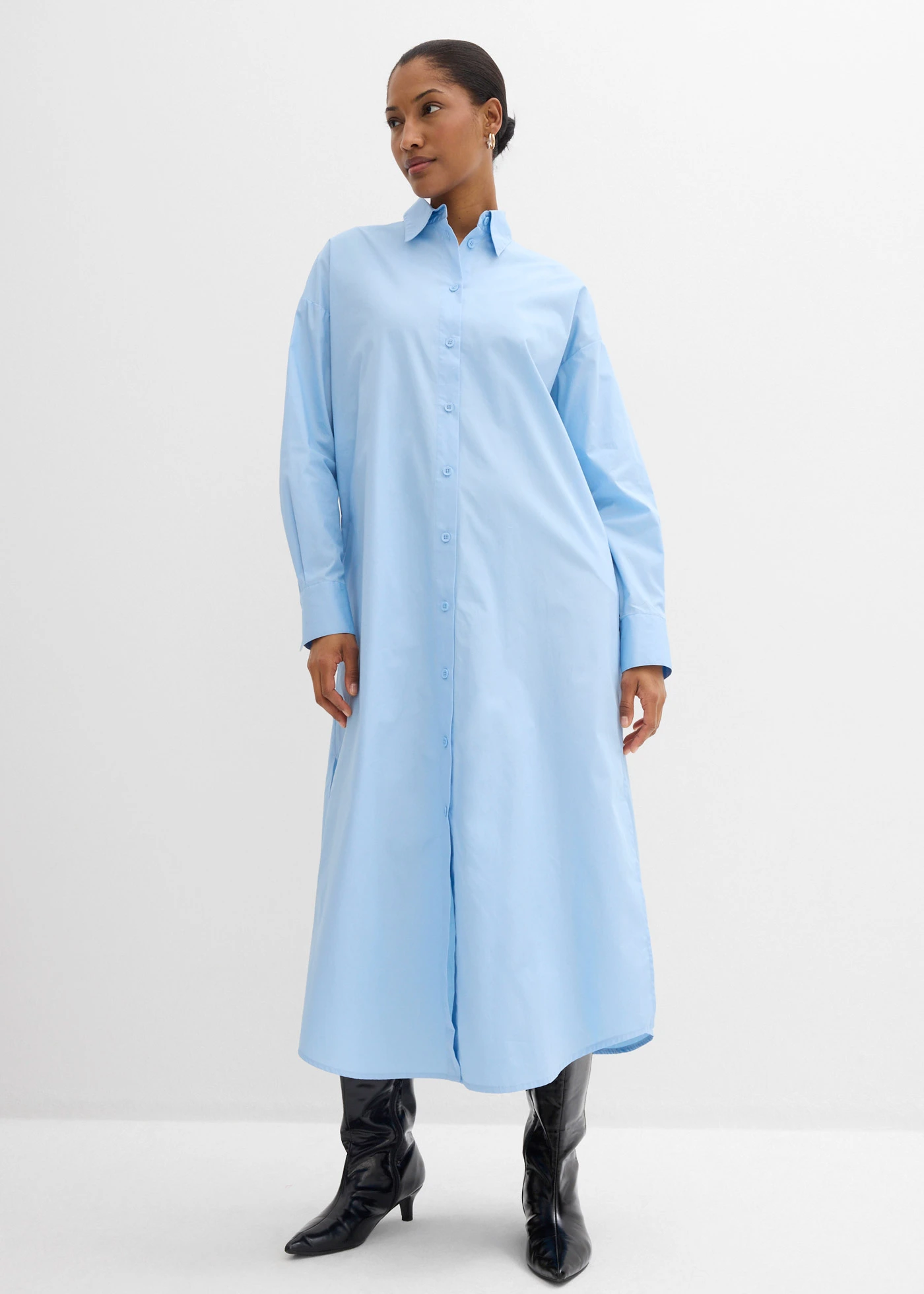 Rochie tip cămașă din bumbac 100% • bleu • magazin bonprix