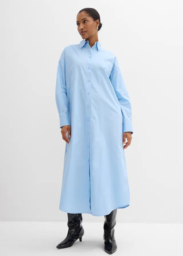 Robe-chemise 100% coton, Couleur: bleu clair