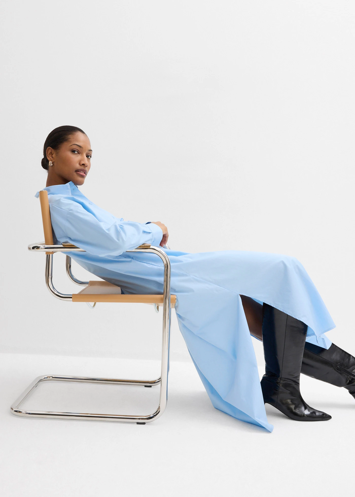 Rochie tip cămașă din bumbac 100% • bleu • magazin bonprix