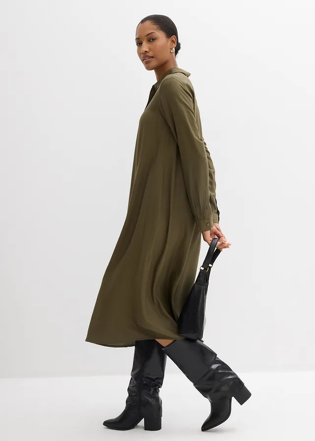 Robe blouse, Couleur: olive foncé