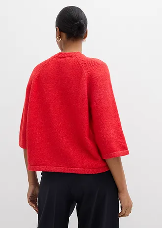 Oversized gebreid shirt, Kleur: aardbeirood