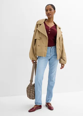 Skinny stretch jeans, mid waist, Kleur: lichtblauw denim used