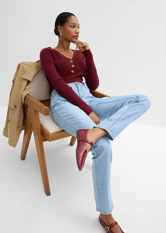 Jeansy skinny ze stretchem, mid waist • jasnoniebieski "used" • sklep bonprix