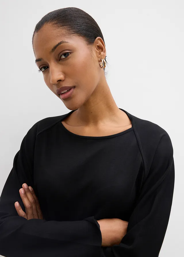 Bluză tricot cu mâneci lungi • negru • magazin bonprix