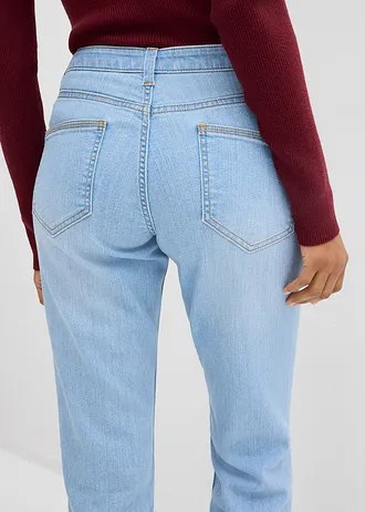 Jeansy skinny ze stretchem, mid waist • jasnoniebieski "used" • sklep bonprix