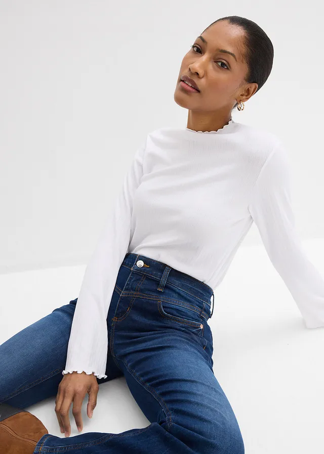 Bootcut stretch jeans, mid waist • blue stone used • product-page.page-title-suffix
