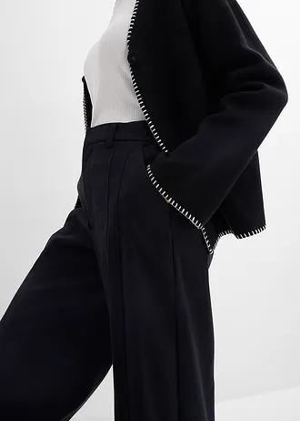 Pantaloni Marlene cu talie înaltă, din mix cu viscoză • negru • magazin bonprix