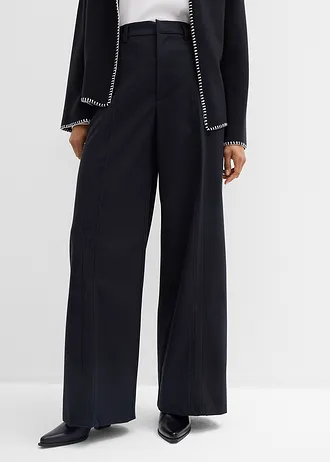 Pantaloni Marlene cu talie înaltă, din mix cu viscoză • negru • magazin bonprix