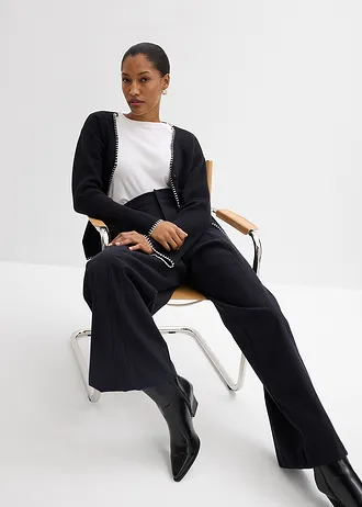 Pantaloni Marlene cu talie înaltă, din mix cu viscoză • negru • magazin bonprix