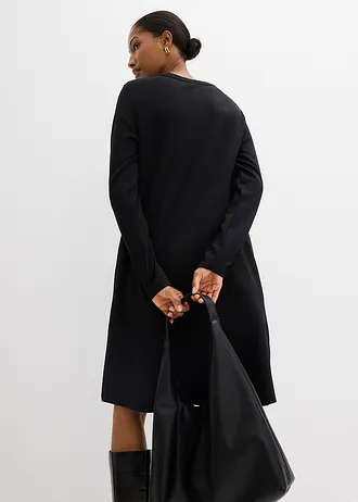 Rochie tricot cu croi în formă de A, din material cu viscoză • negru • magazin bonprix