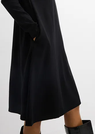 Rochie tricot cu croi în formă de A, din material cu viscoză • negru • magazin bonprix