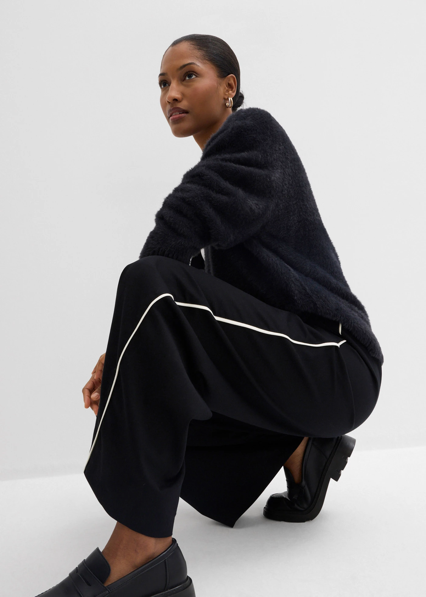 Marlene Dietrich broek in een viscosemix • zwart/wolwit • bonprix online shop