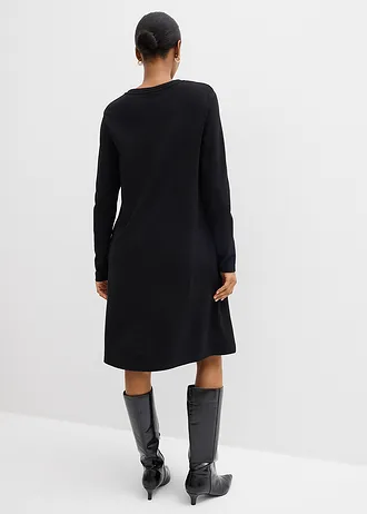 Sukienka T-shirtowa o linii litery A z mieszanki wiskozy, kolor: czarny