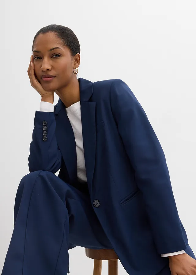 Blazer met verlengde split aan de achterkant • donkerblauw • product-page.page-title-suffix